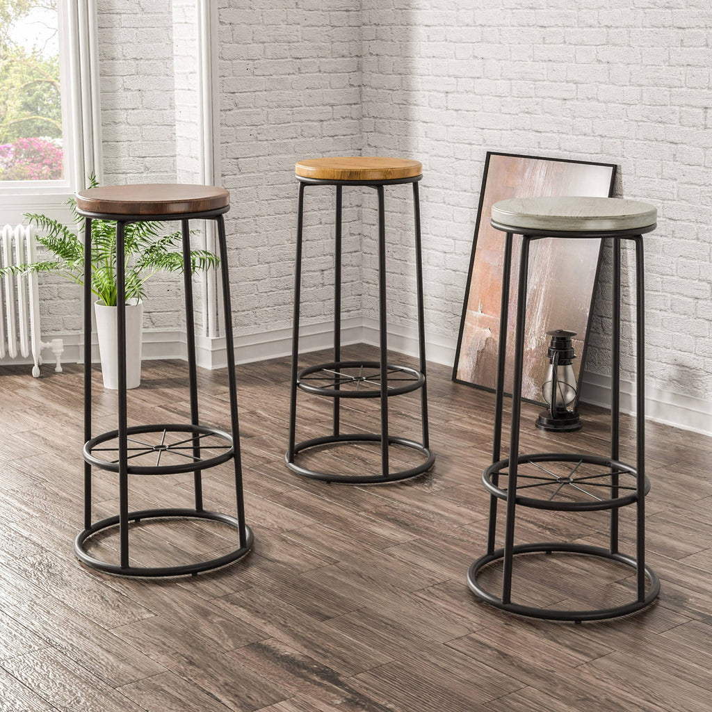 Rustic Metal Barstools Set of 2 V2167