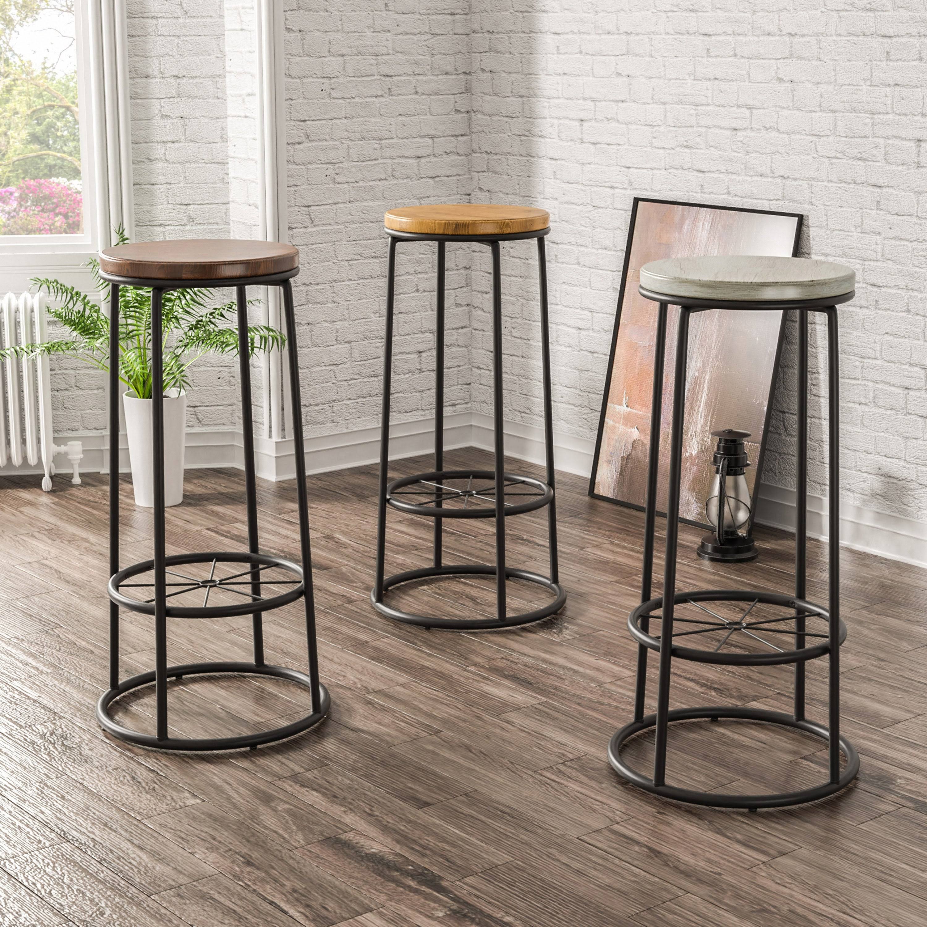 Rustic Metal Barstools Set of 2 V2167