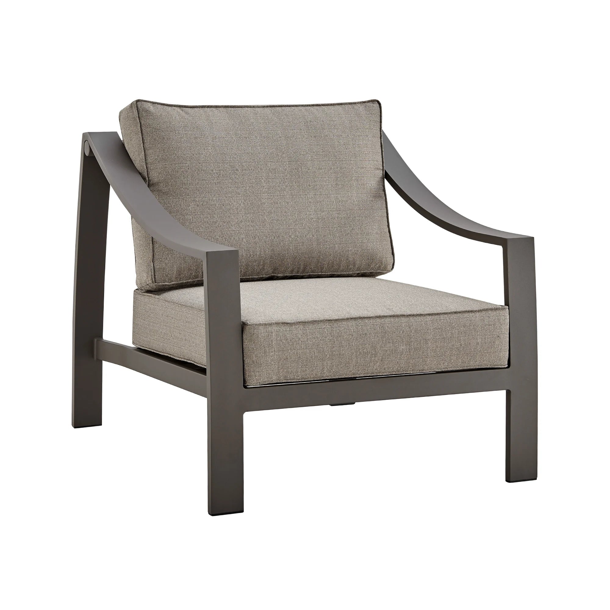4 Piece Outdoor Patio Furniture Set in Dark Brown Aluminum with Cushions L208