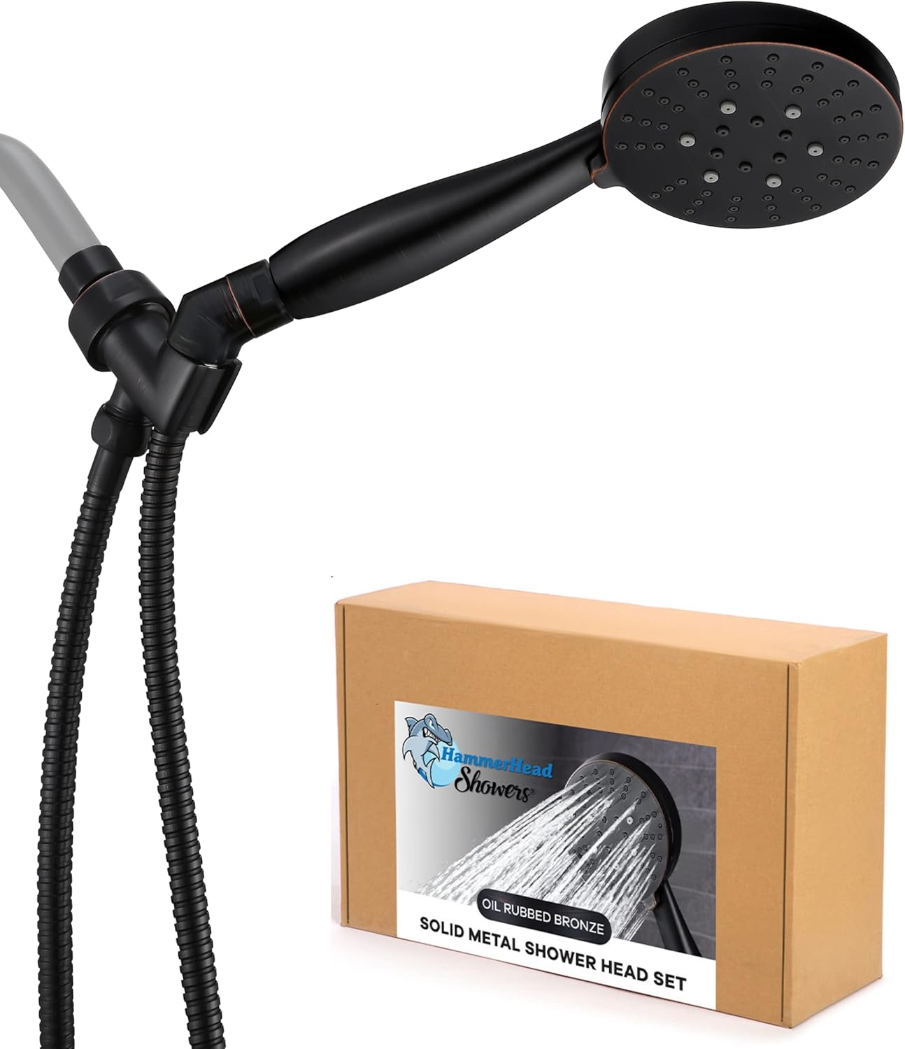 Oil Rubbed Bronze 3-Spray Hand Held Shower Head with Hose and Holder, 2.5 GPM O6167