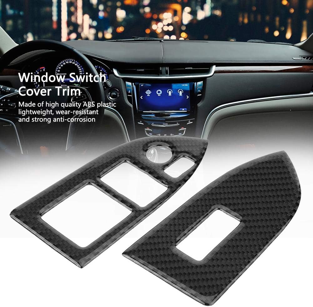 Carbon Fiber Self-Adhesive Window Switch Button Cover Trim, Pack of 2 W2337