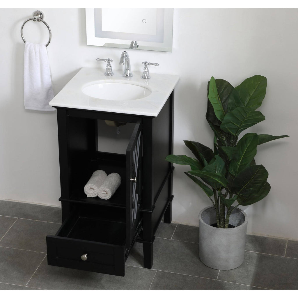 White Marble Top Vanity Cabinet Set 24 inch D749