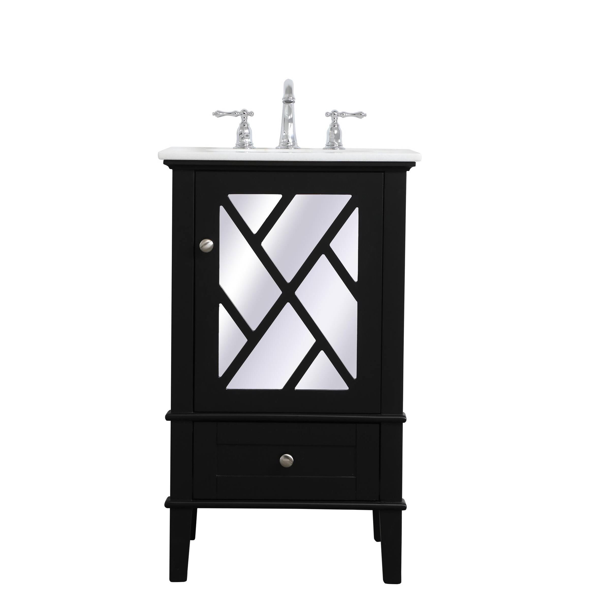 White Marble Top Vanity Cabinet Set 24 inch D749