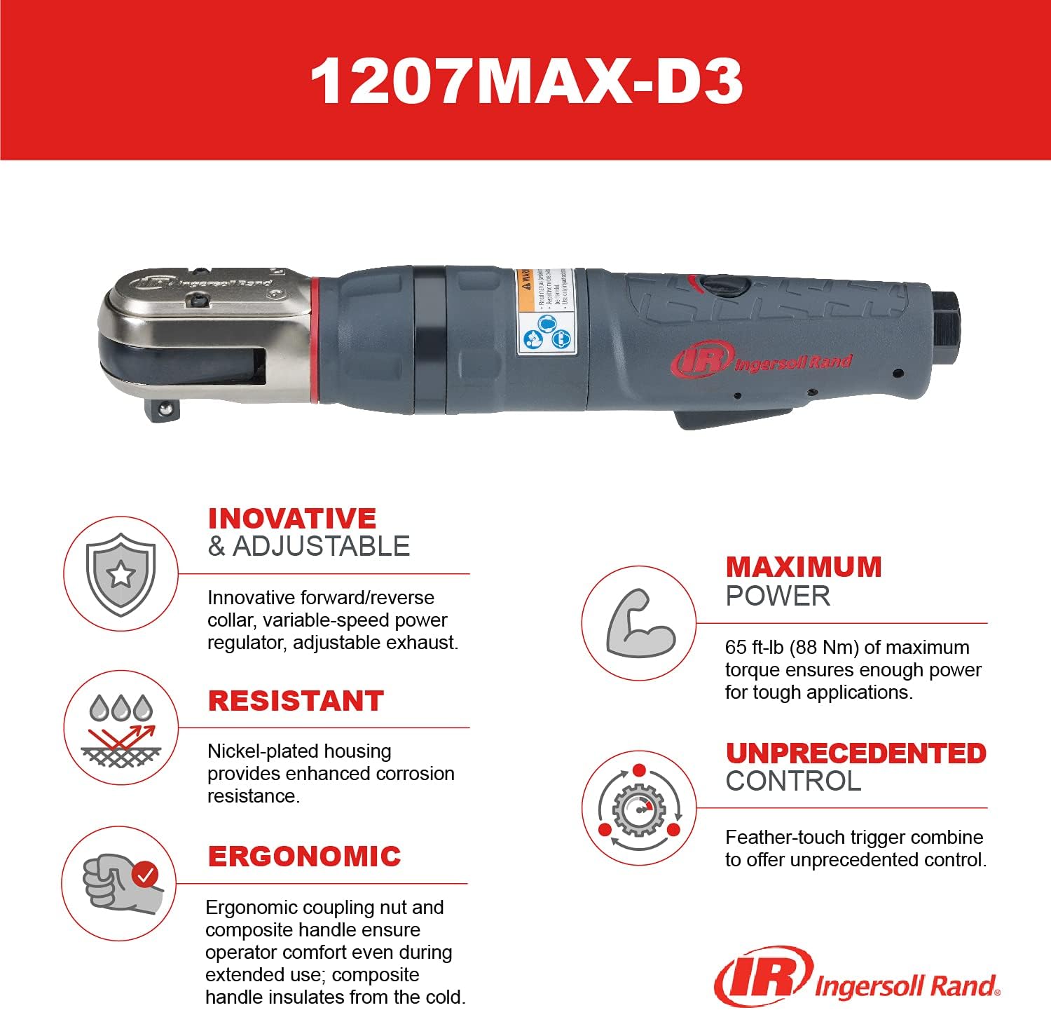 3/8" Drive Air Ratchet Wrench, Power Tool, Gray H9788