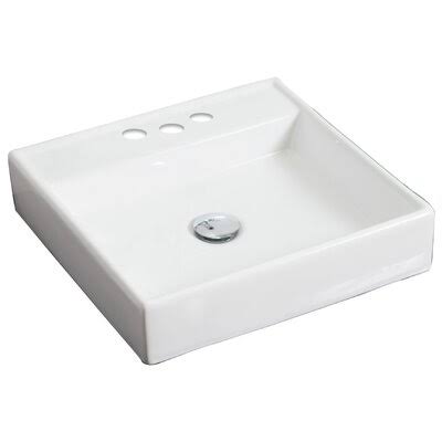 White Square Vessel Bathroom Sink Faucet G681546