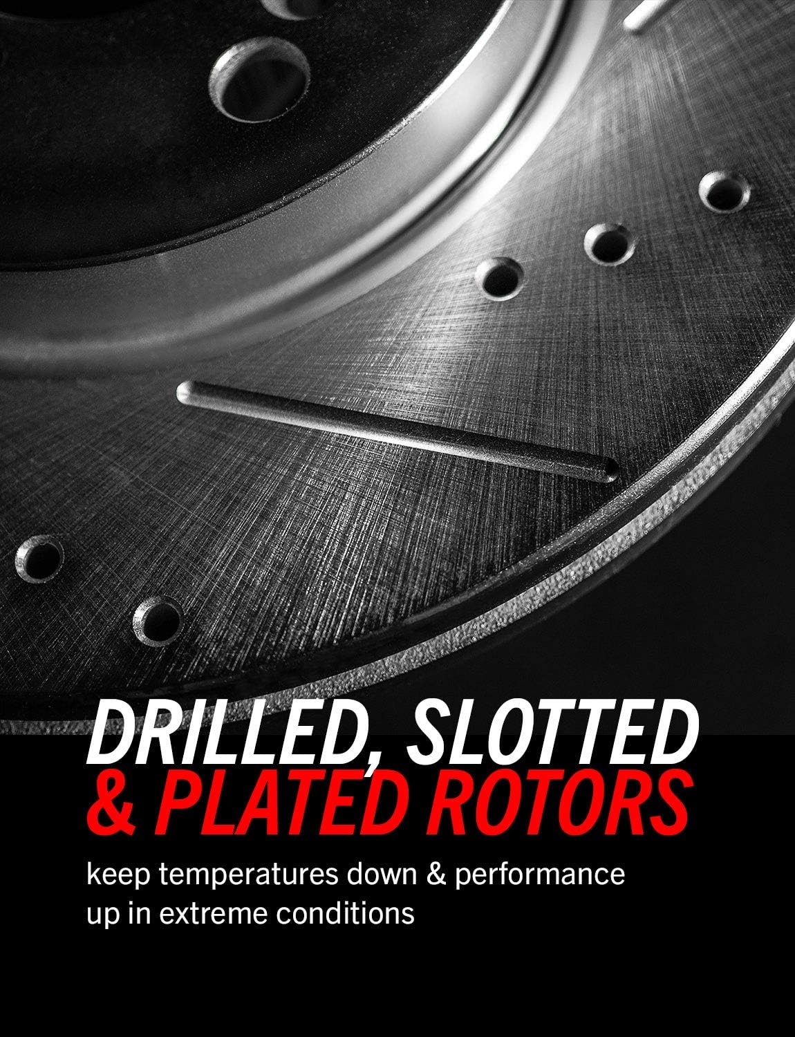 Front and Rear Carbon Fiber Brake Pads with Drilled & Slotted Brake Rotors Kit I122