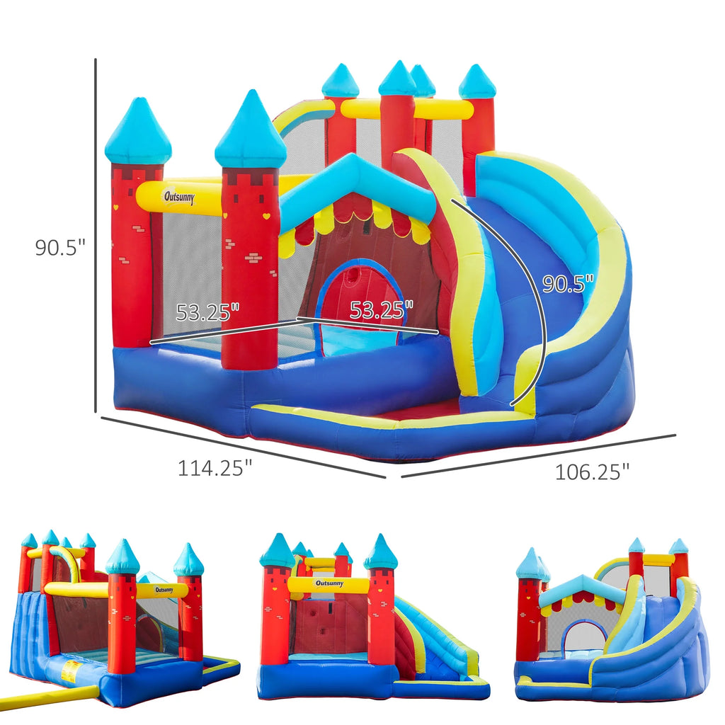4 in 1 Inflatable Bounce House with Slide, Climbing Wall, and Pool or Ball Pit S127