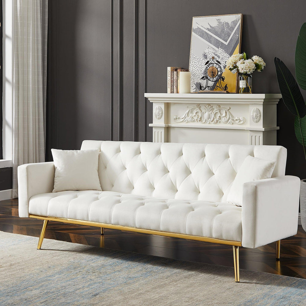 Cream White Convertible Folding Futon Sofa Bed N540287