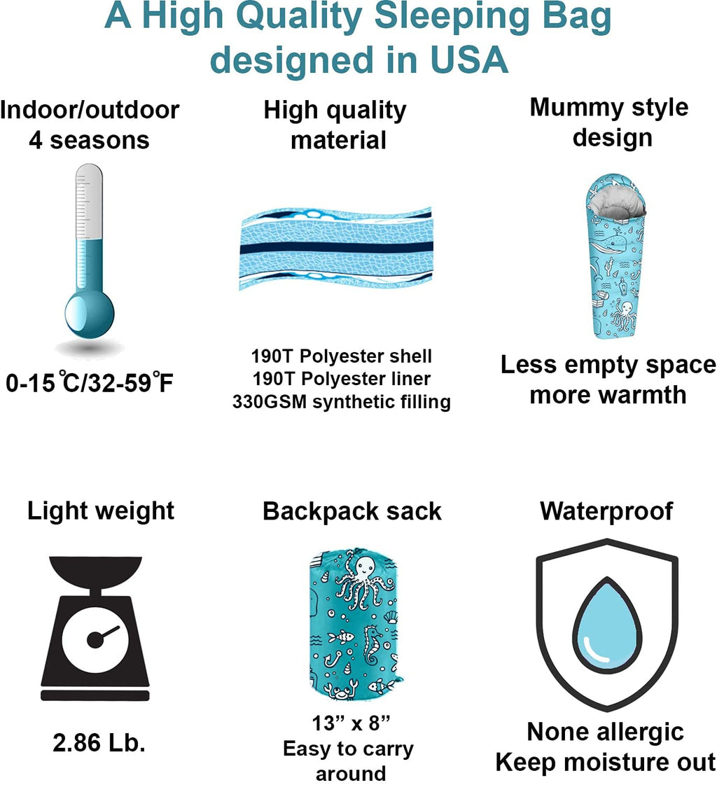 Ocean World Youth Kids Sleeping Bag M15158