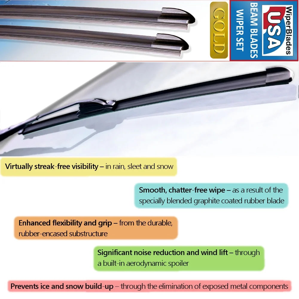 Set of 3 Beam Wiper Blades with Rear Wiper Q206
