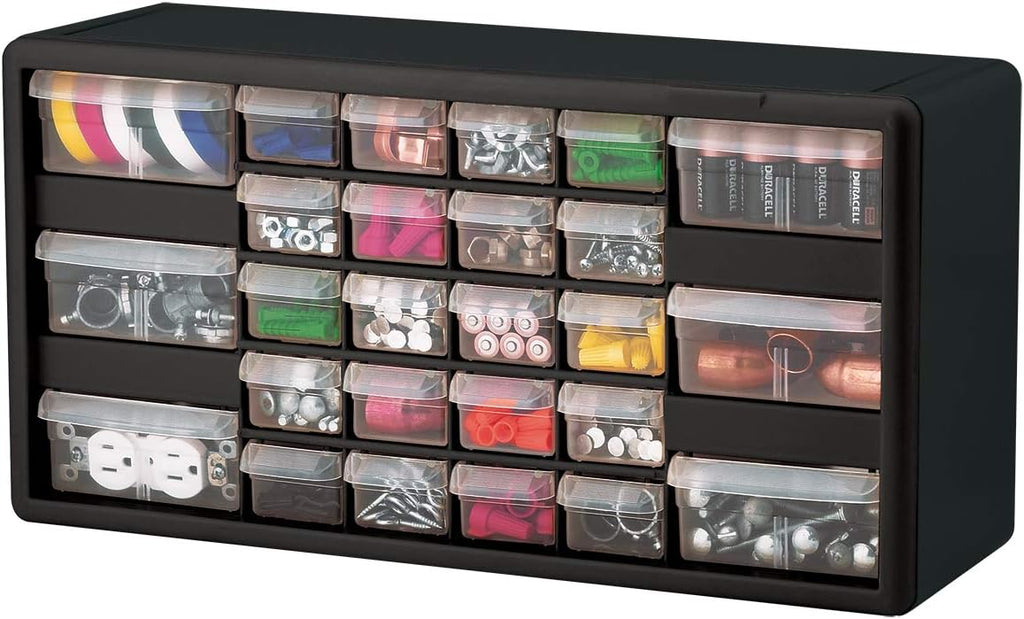 26-Drawer Plastic Parts Storage Cabinet, Black Gray, Pack of 2 R39568