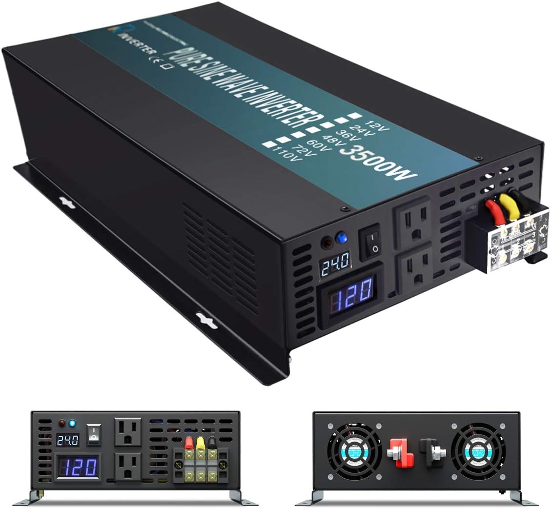 3500W Pure Sine Wave Power Inverter 24V DC to 120V AC Converter N9836