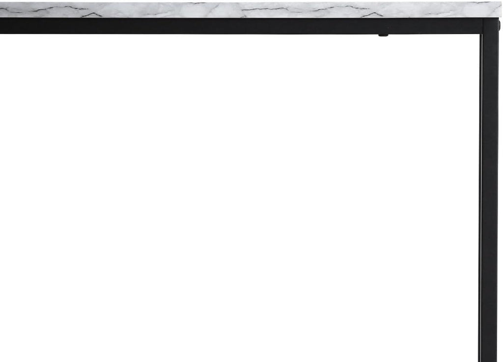 Black Faux Marble Console Table with Metal Frame L338