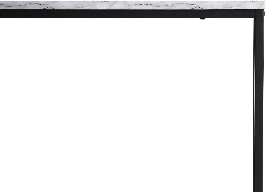 Black Faux Marble Console Table with Metal Frame L338