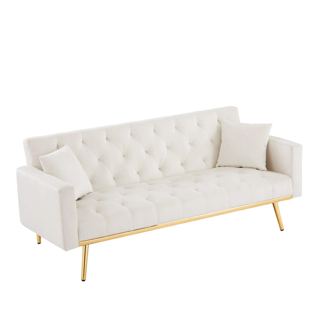 Cream White Convertible Folding Futon Sofa Bed N540287