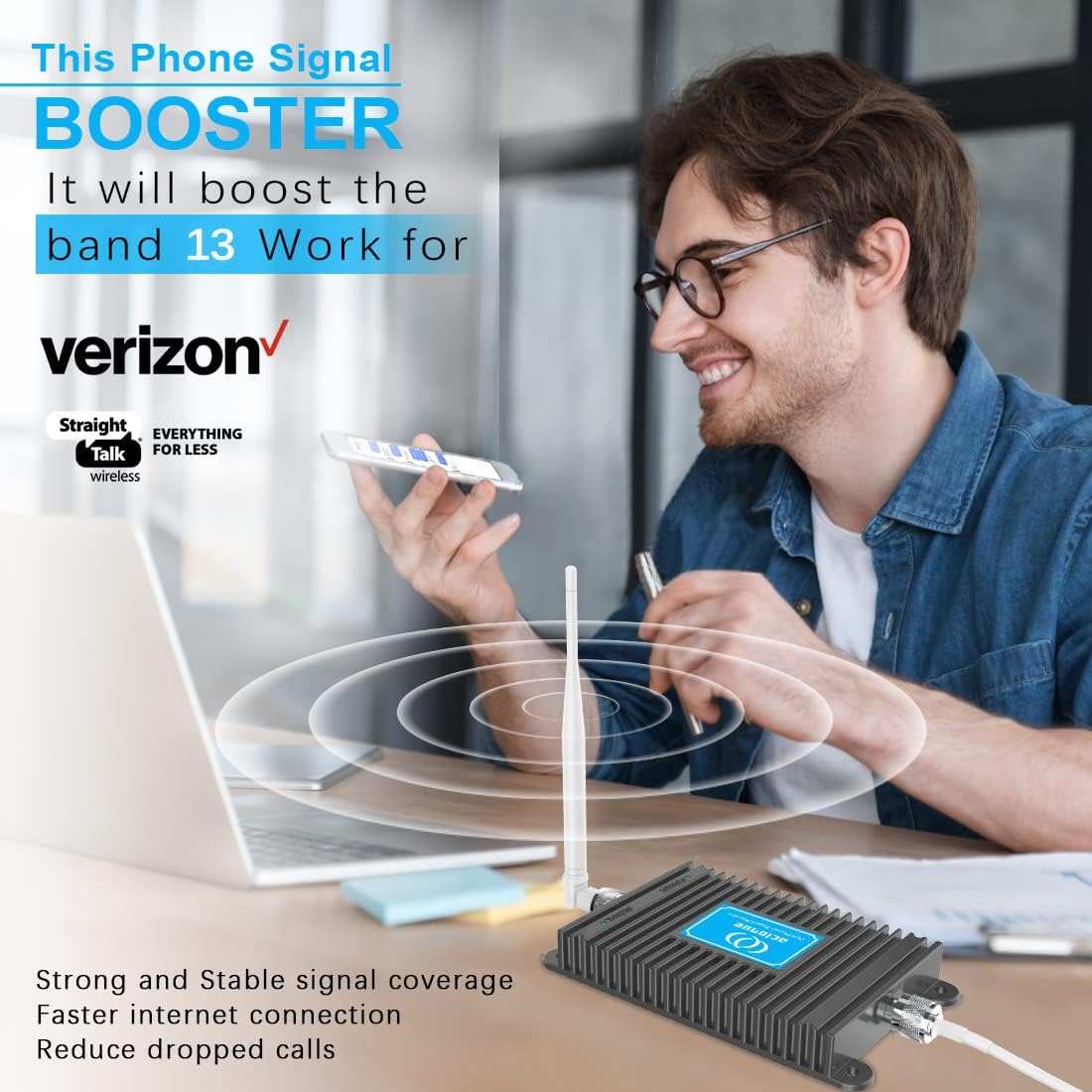 4G LTE Cell Signal Booster for Home, Cover up to 4000 Sq Ft X8483