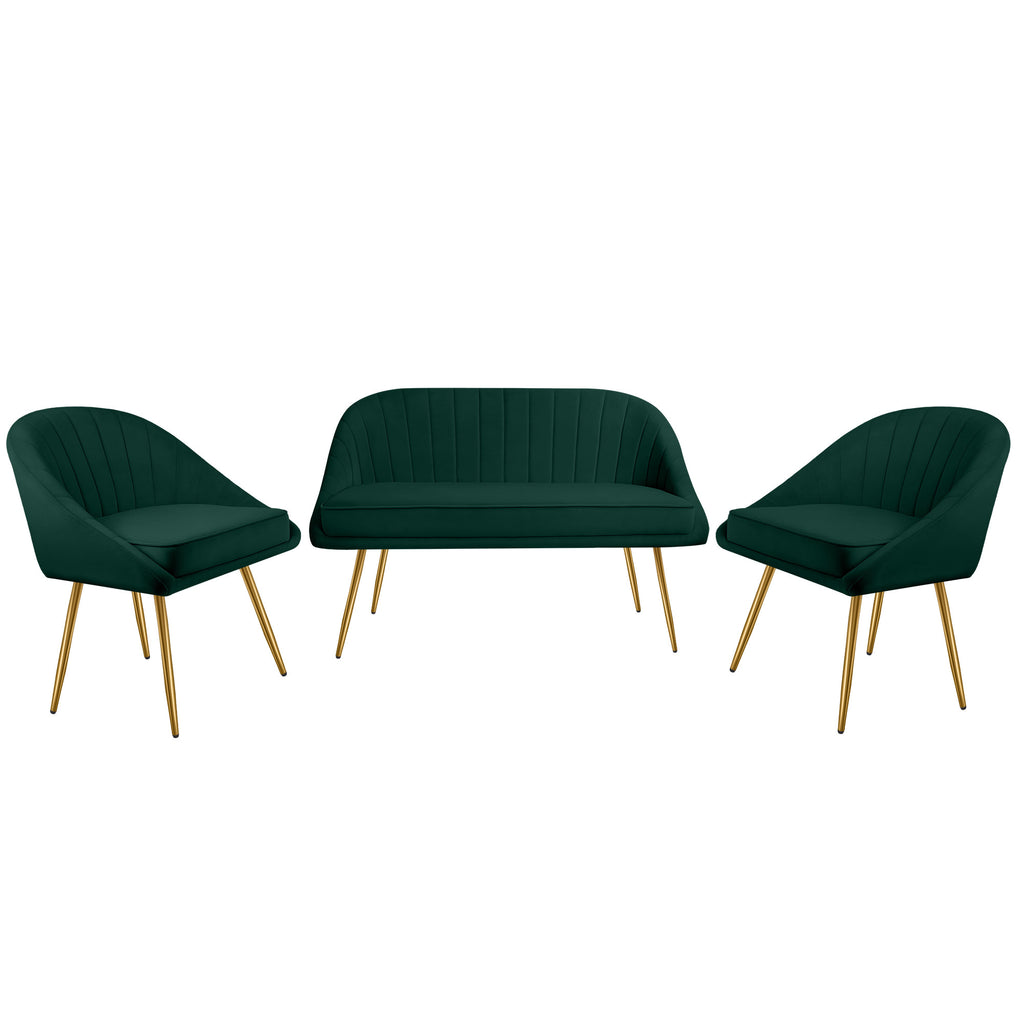 Green Velvet Loveseat and Accent Chair Set G225