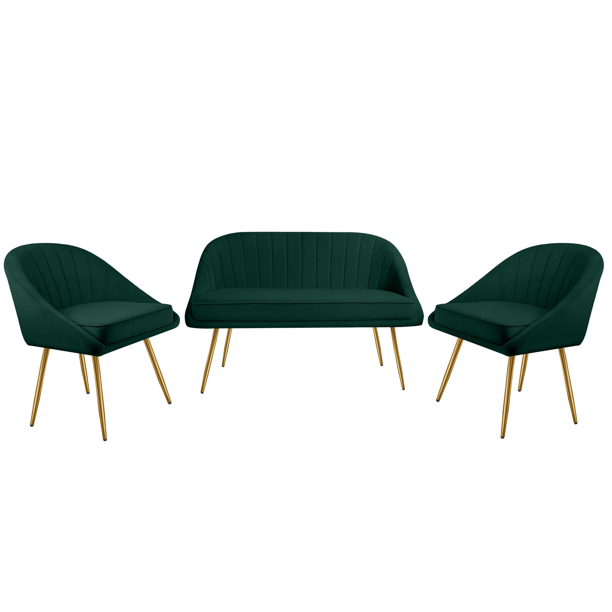 Green Velvet Loveseat and Accent Chair Set G225