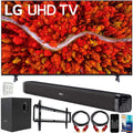 75 Inch 4K Smart UHD TV Bundle with Soundbar with Subwoofer, Wall Mount Accessory Kit, 6FT 4K HDMI 2.0 Cables E138