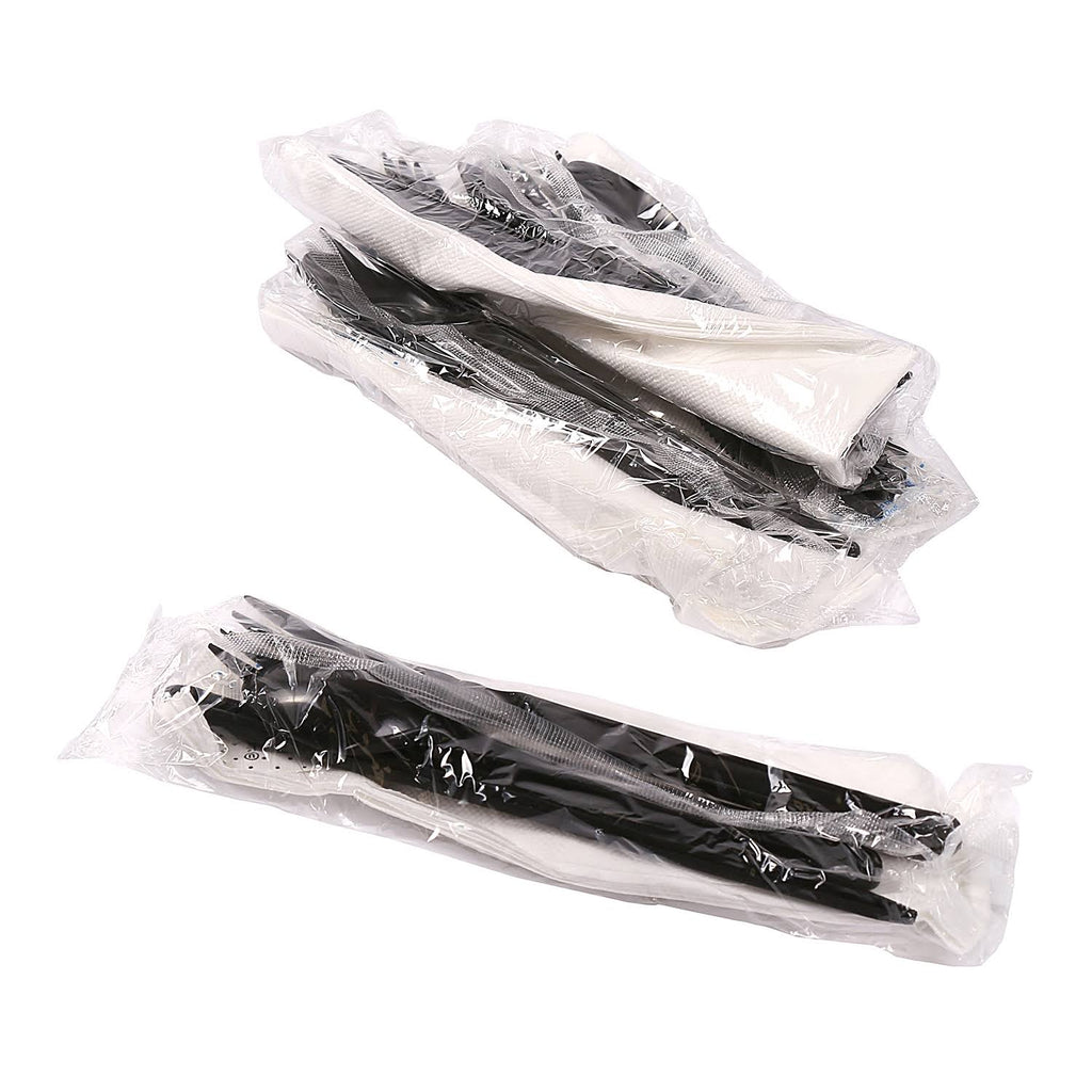 6 Piece Black Heavy Weight Fork Teaspoon Knife Napkin Set H867