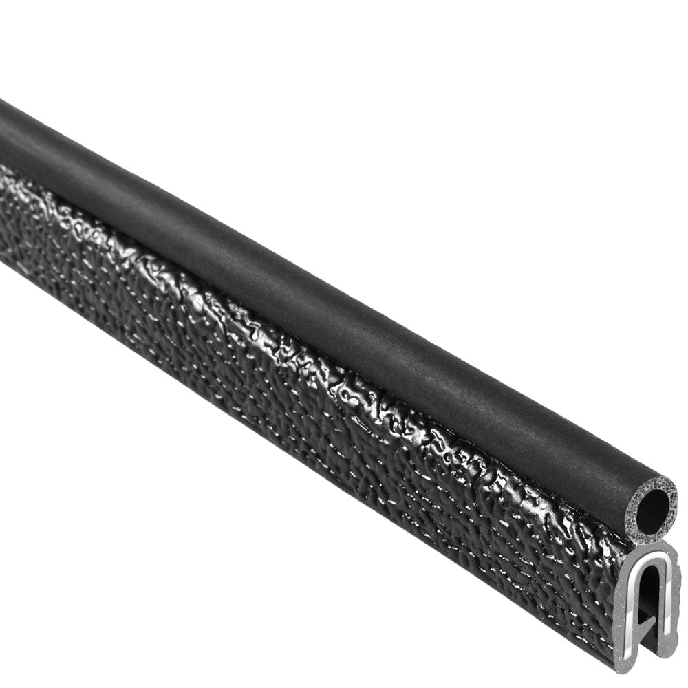 Trim Seal with Top Bulb, 25’ Length, PVC Plastic Trim with EPDM Rubber Seal, Pack of 2 X921877