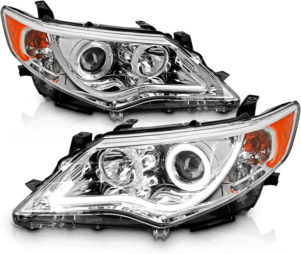 Chrome LED Halo Light Tube Replacement Headlights Set B7719