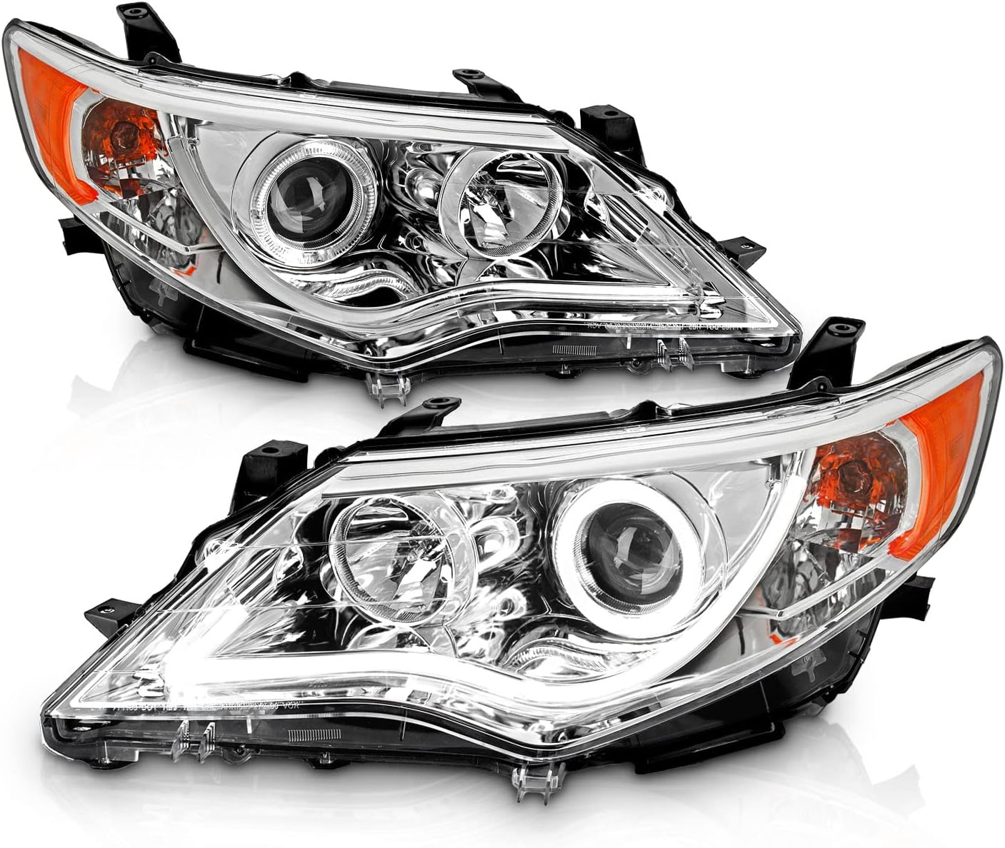 Chrome LED Halo Light Tube Replacement Headlights Set B7719