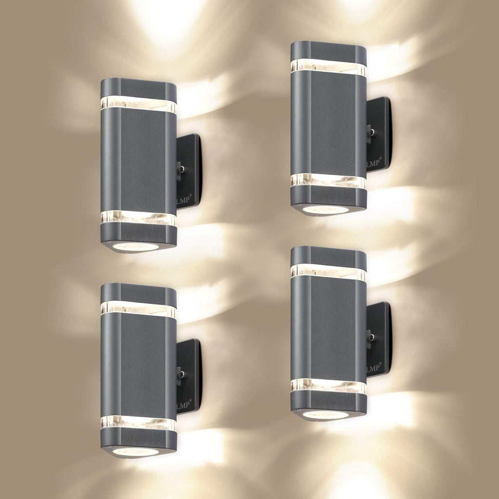 4 Pack LED Triangular Up and Down Outdoor Wall Light, Aluminum Waterproof, 3000k 5W Z190