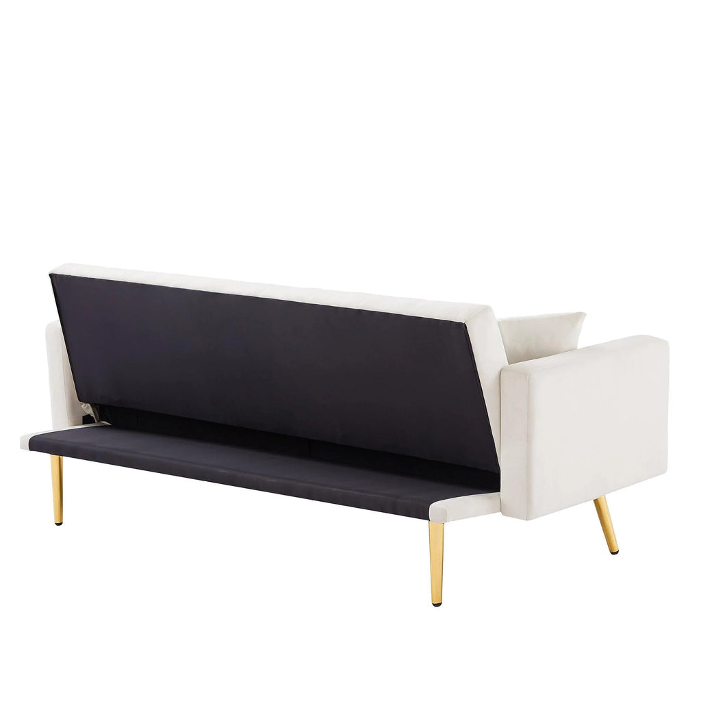 Cream White Convertible Folding Futon Sofa Bed N540287
