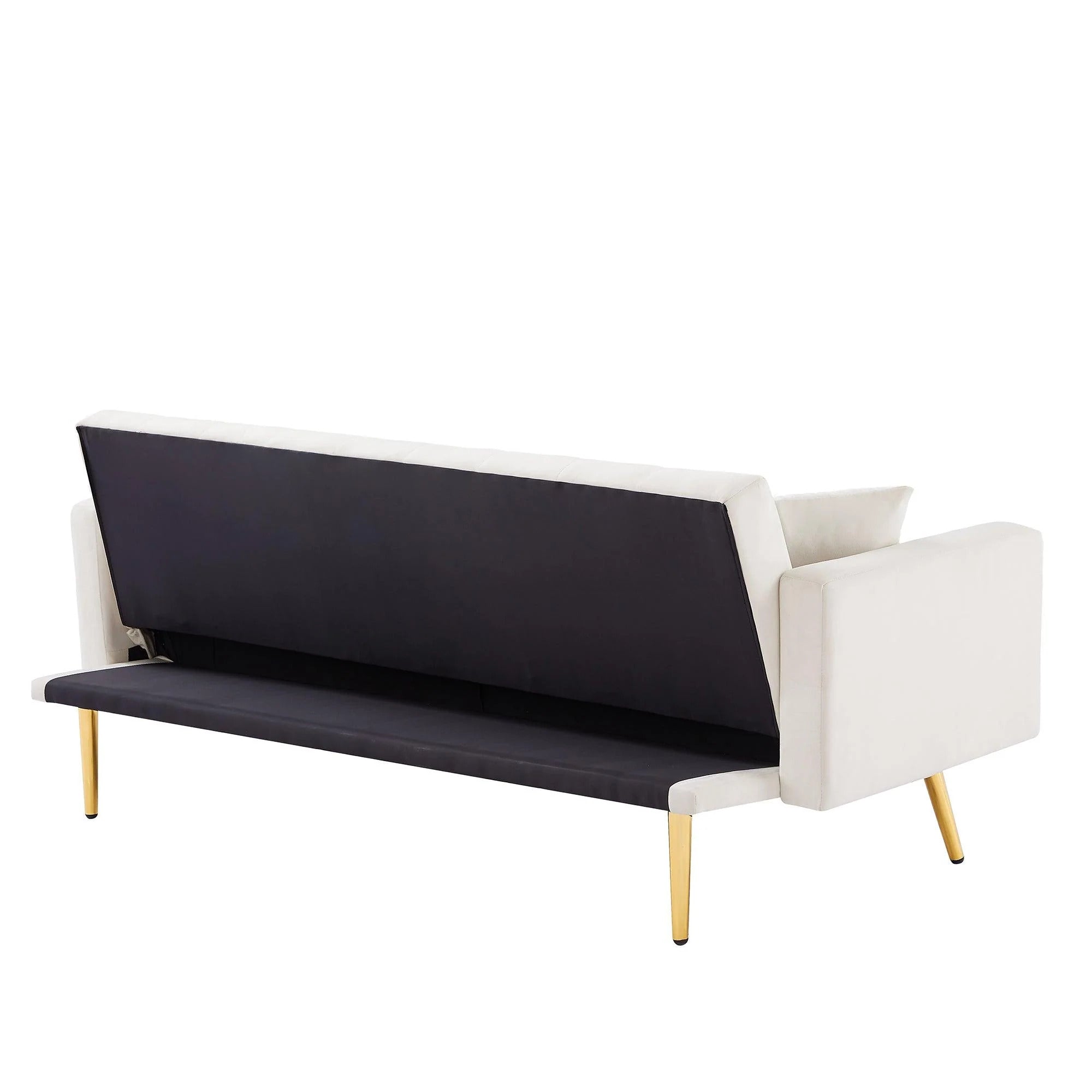Cream White Convertible Folding Futon Sofa Bed N540287