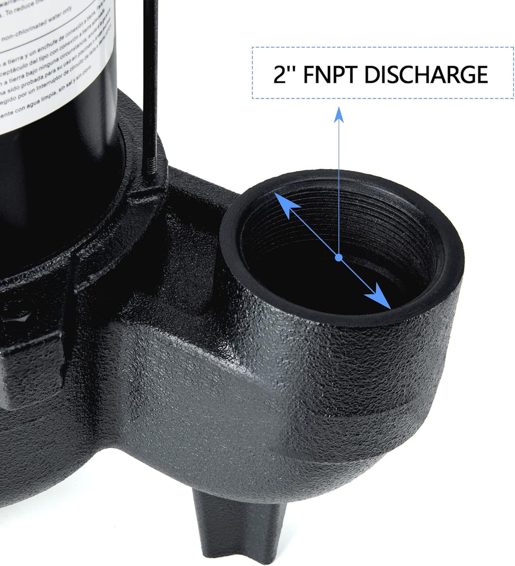 Cast iron submersible sewage pump with 10 ft. piggy back tether float switch N914884