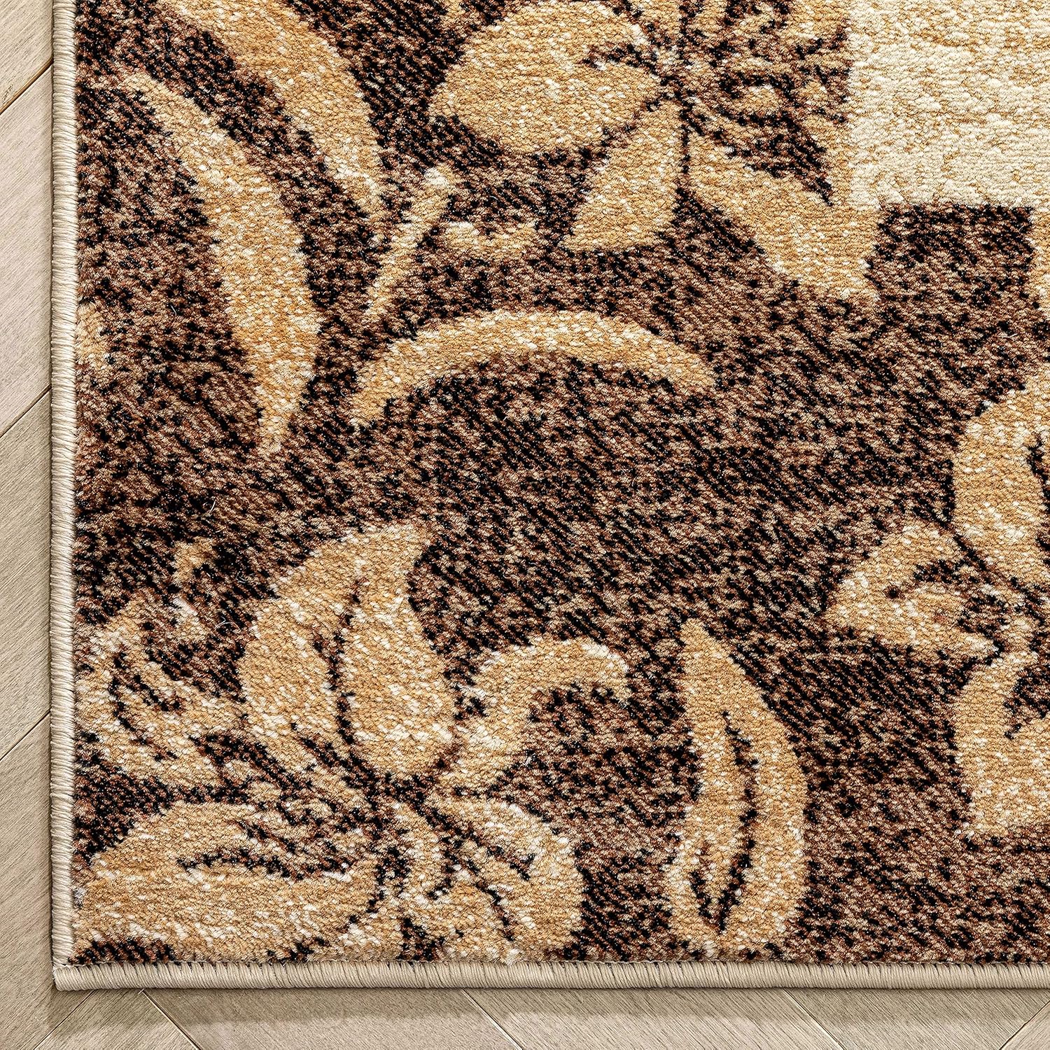 Beige Damask Border Rug 7x10 (6'7 x 9'6) R35940