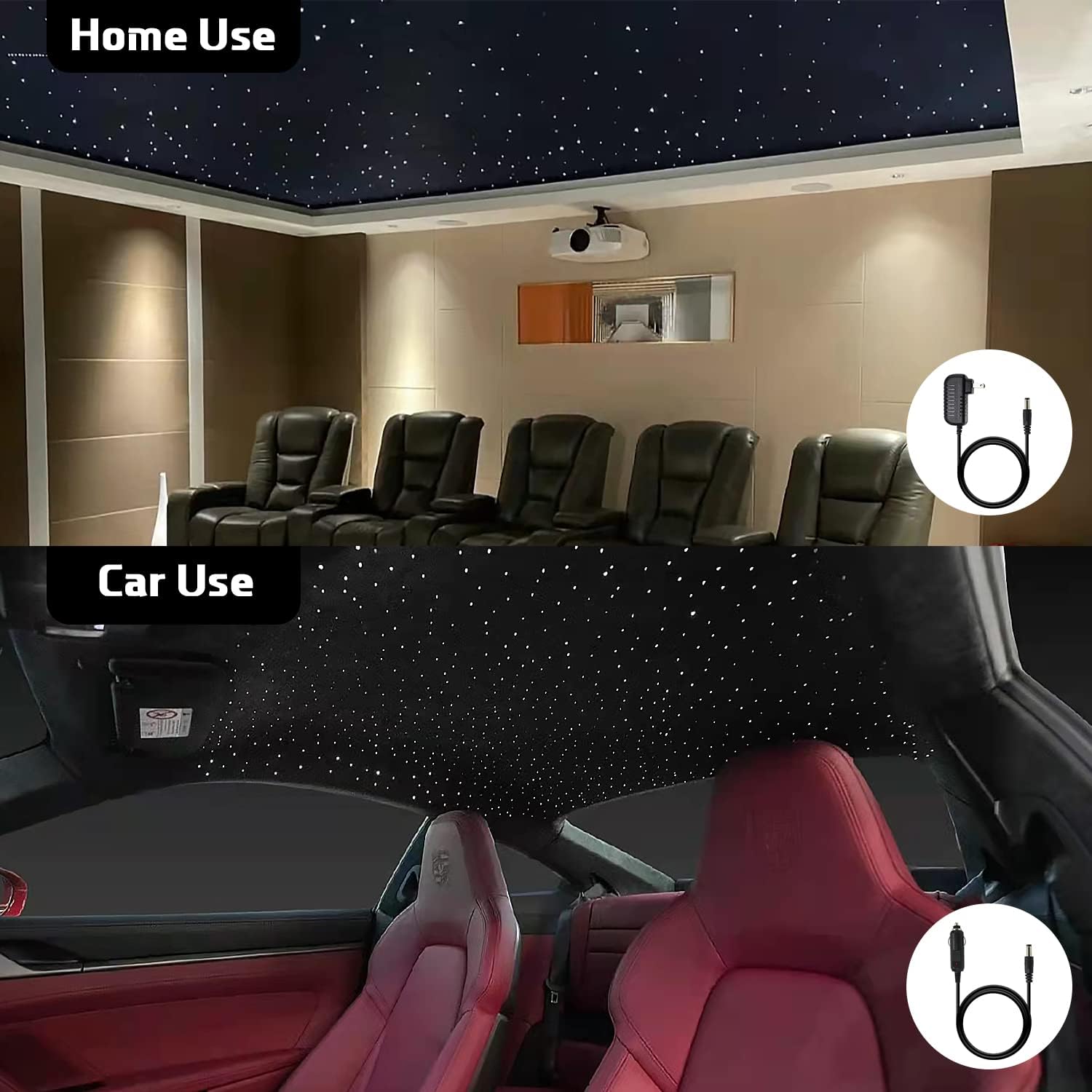 16W Fiber Optic Lights Starlight Headliner Light Kit with Remote Control, 150pcs 6.5ft Optical Fiber Cable Strands A677