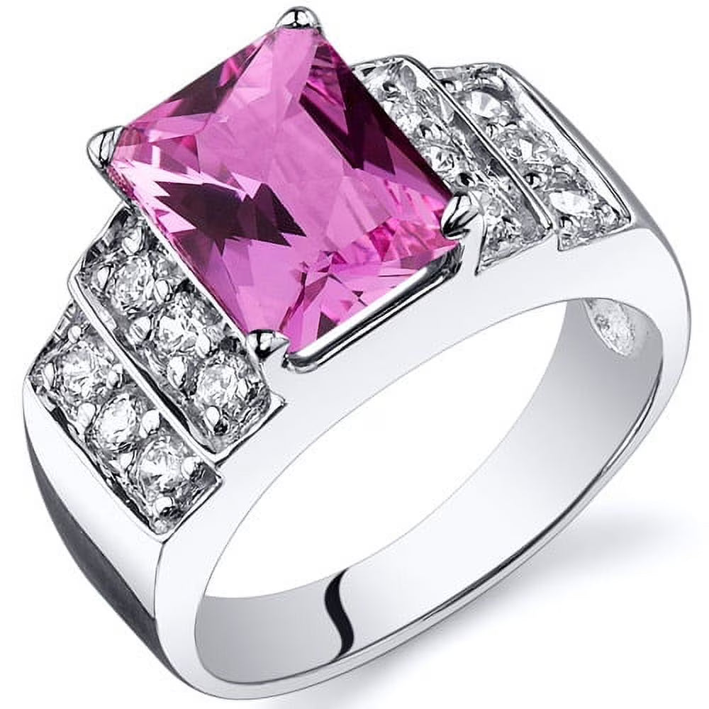 Pink Created Sapphire Ring in Sterling Silver F571644