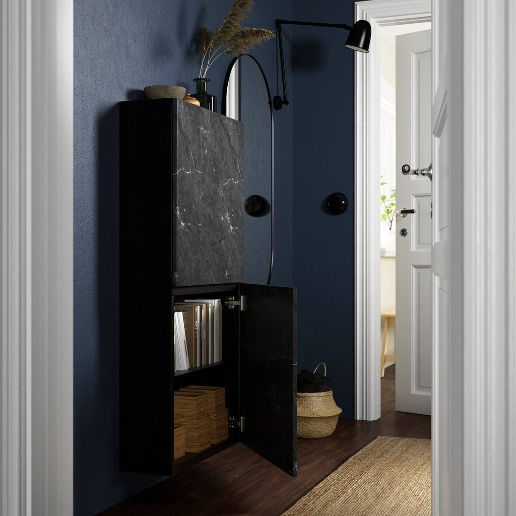 Black-Brown Wall Cabinet with 2 Doors Y796321