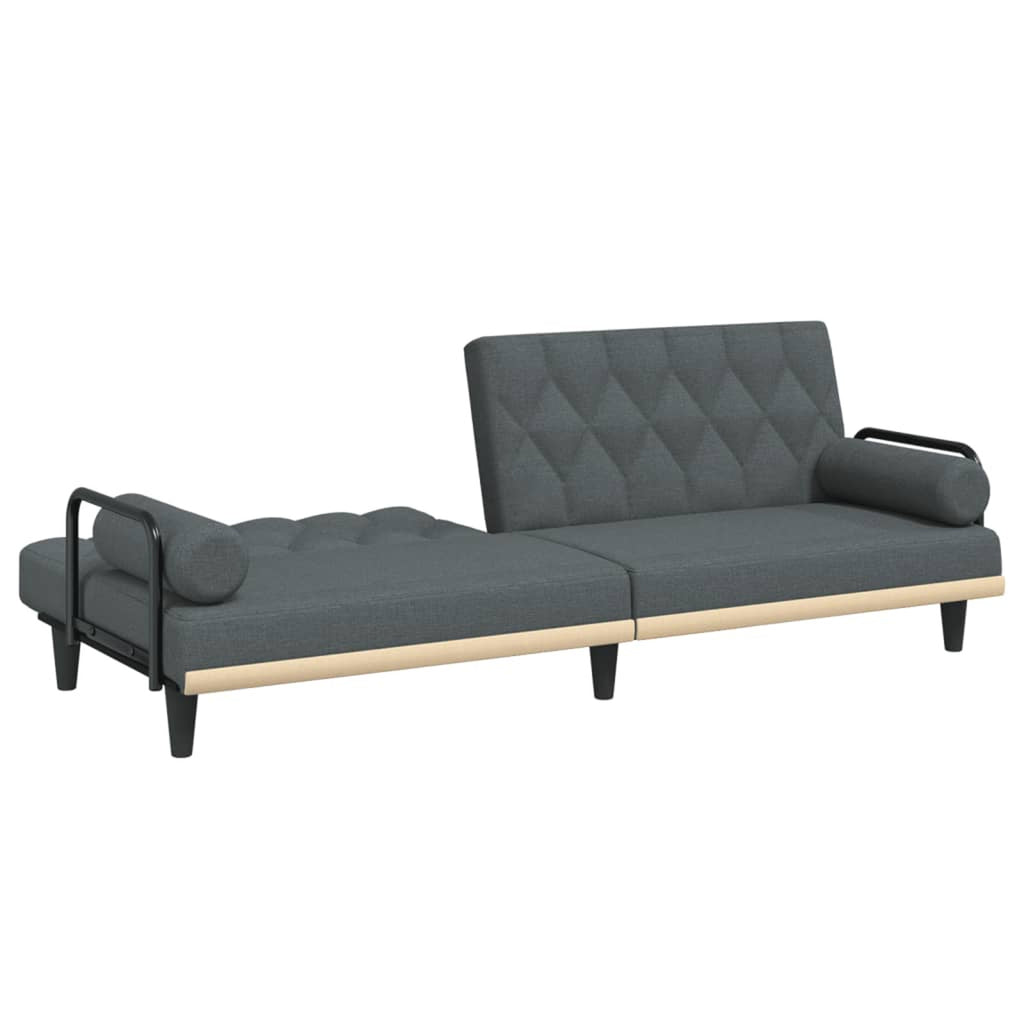 Dark Gray Fabric Sofa Bed with Armrests N227261