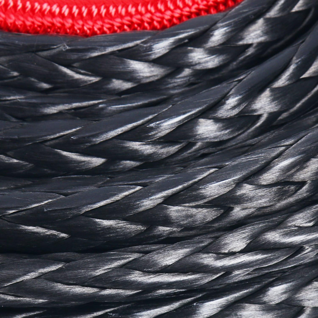 Black Synthetic Winch Rope Line Cable with Protective Sleeve and Rock Heat Guard, 22000lbs, Pack of 2 S715236