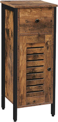 Rustic Brown Storage Cabinet with Drawer and Height-Adjustable Shelves O6266