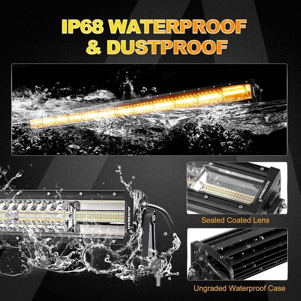 Curved Amber White Strobe LED Light Bar 50 Inch 288W I4849