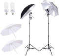 33 Umbrella Studio Lighting Kit with 2 White Umbrellas, 2 Black-Silver Reflectors, 2 Light Stands, Carry Bag D350368