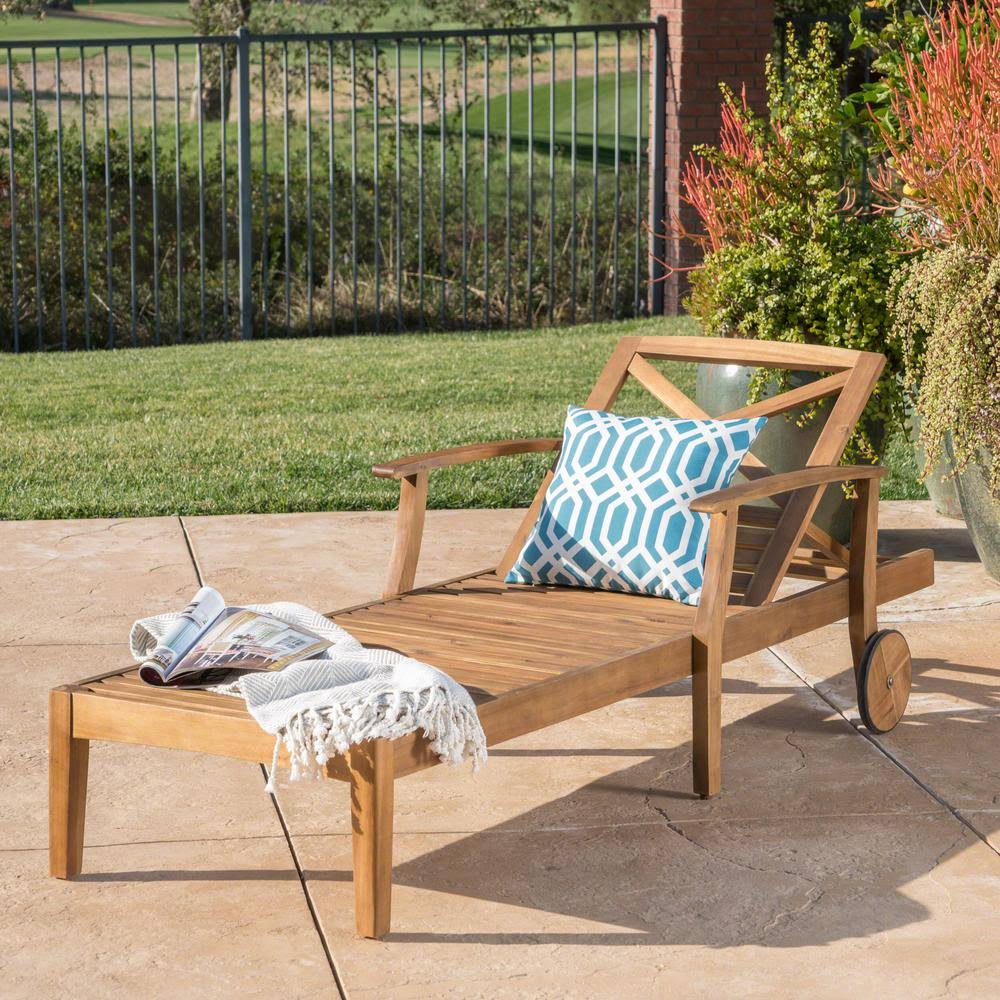 Outdoor Teak Acacia Wood Chaise Lounge Q19109