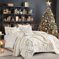 4-Piece Geometric Metallic Print Comforter Set Ivory/Gold Full/Queen D610578