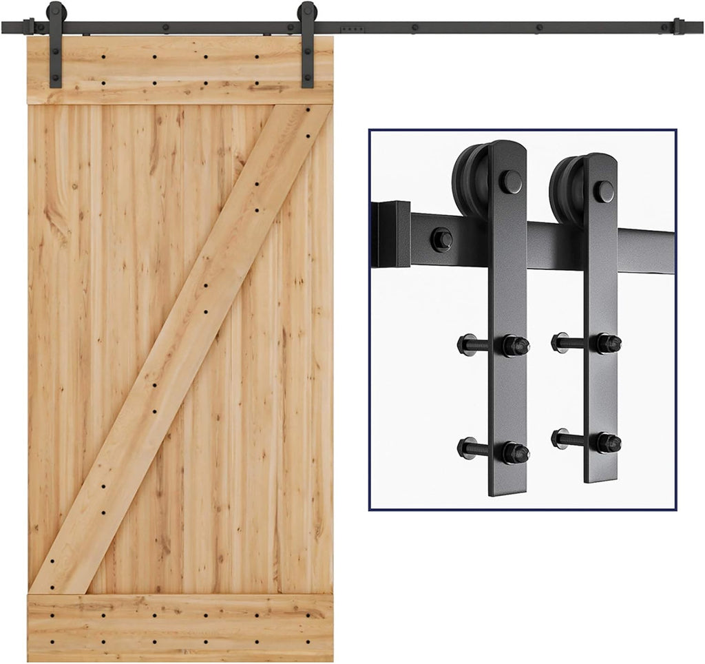 8ft Heavy Duty Sliding Barn Door Hardware Kit, Fit 42"-48"Wide Door Panel, Pack of 2 O984803