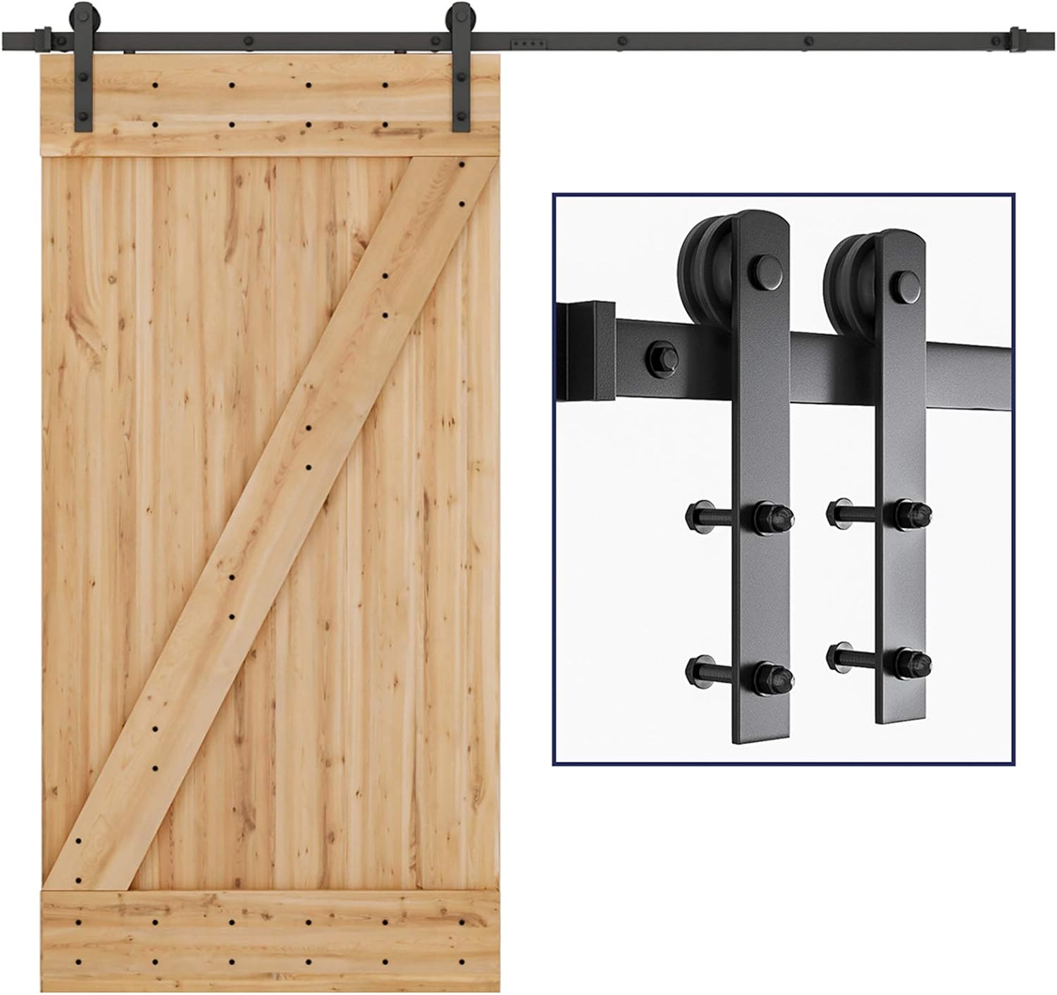 8ft Heavy Duty Sliding Barn Door Hardware Kit, Fit 42"-48"Wide Door Panel, Pack of 2 O984803
