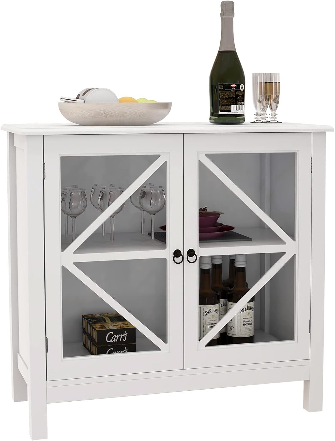 Brown Glass Door Storage Cabinet S47101