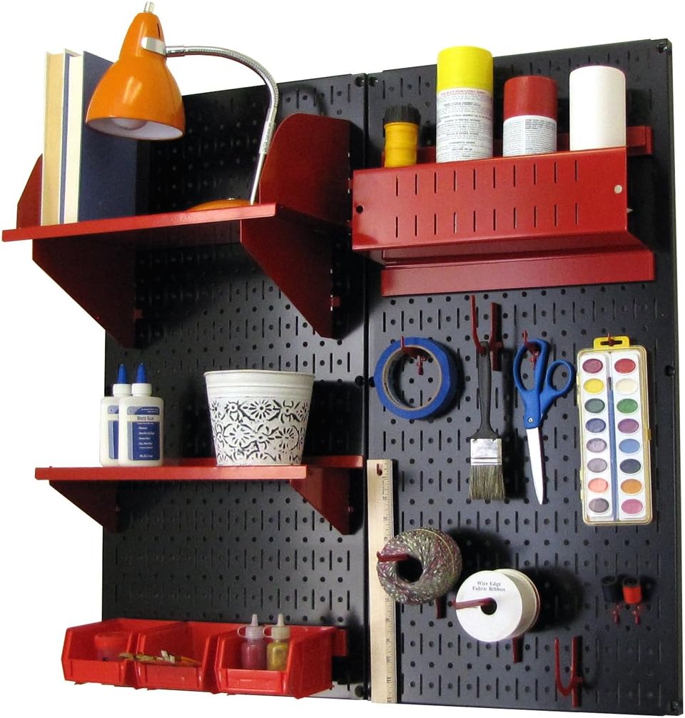 Black Pegboard Organizer Storage Kit with Blue Accessories S7719