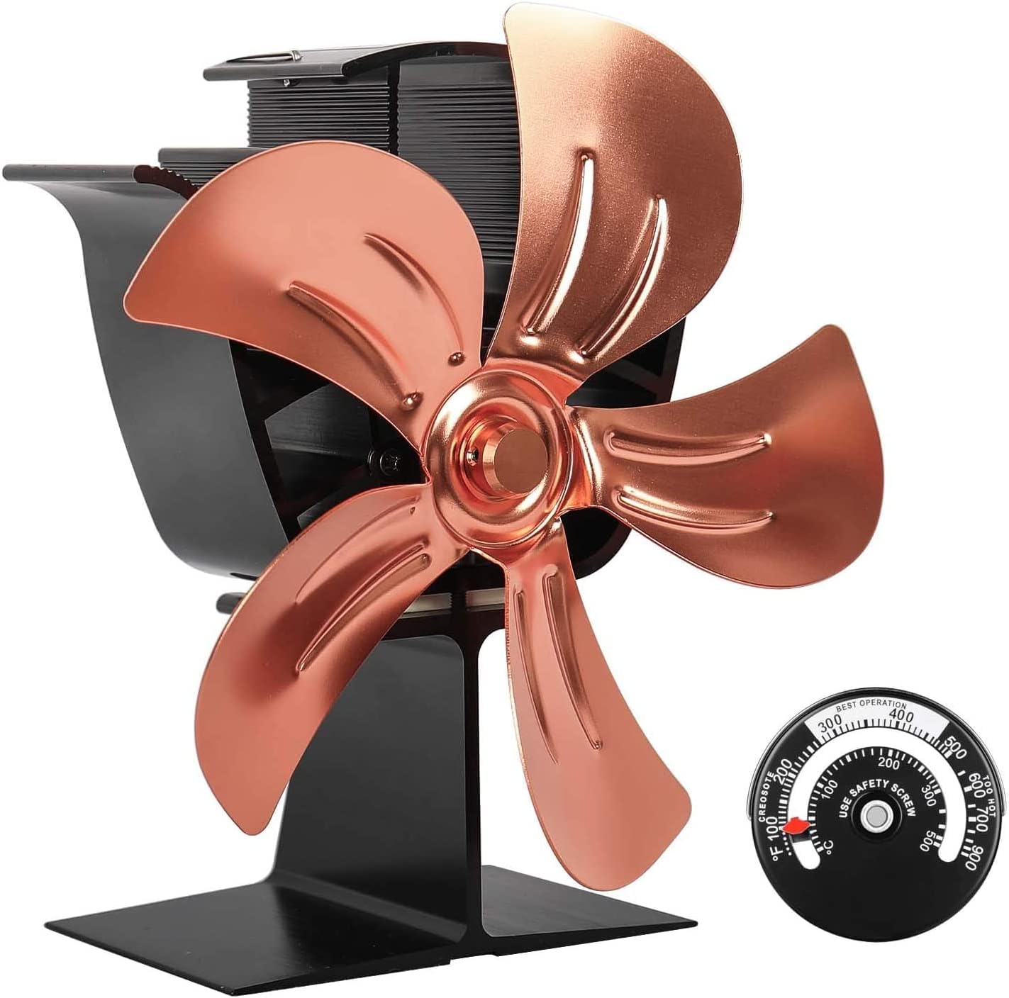 5 Blades Heat Powered Stove Fan Aluminium Silver Pack of 2 M83223