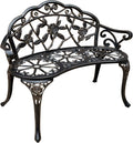 Copper Metal Outdoor Bench with Floral Rose F98740