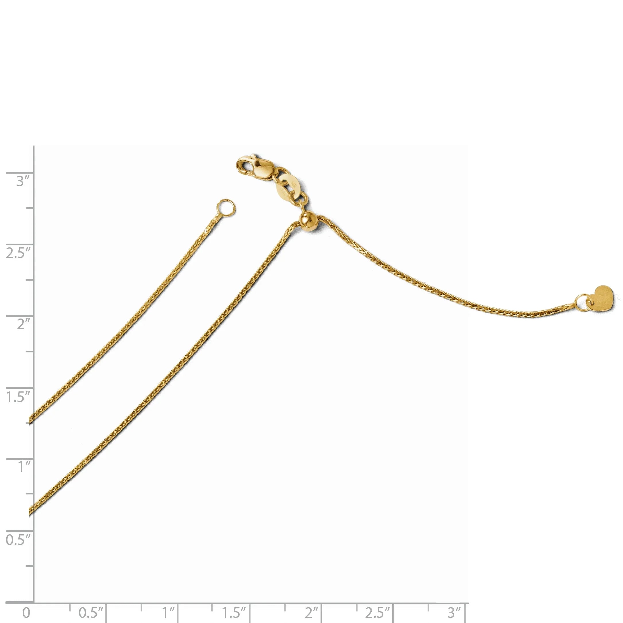 14k Yellow Gold Adjustable Wheat Chain Necklace U48779