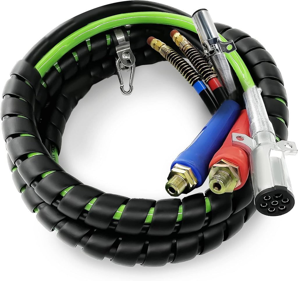 15ft 3 in 1 ABS & Power Air Line Hose Wrap 7 Way Electrical Cable with Handle Grip Z835